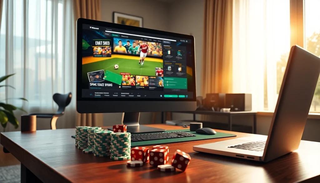 Engage with https://ok88b.com's dynamic sports betting atmosphere featuring a modern setup.