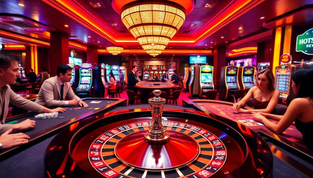 Experience the thrill of high-stakes gambling at a casino featuring luxurious settings and serene 호치민 마사지 offers in the background.