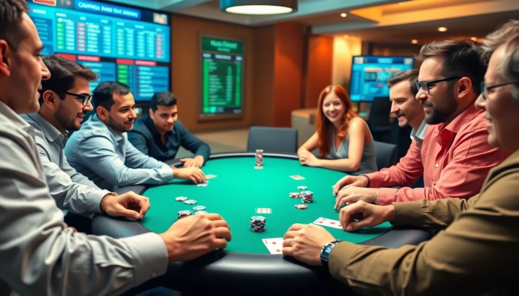 Engaged players enjoying online poker in an interactive digital setting.